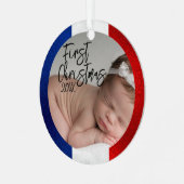 Franse baby's eerste kerstfeest metalen ornament (Voorkant links)