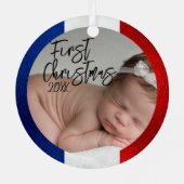 Franse baby's eerste kerstfeest metalen ornament (Achterkant)