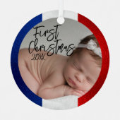 Franse baby's eerste kerstfeest metalen ornament (Voorkant)