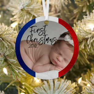 Franse baby's eerste kerstfeest metalen ornament