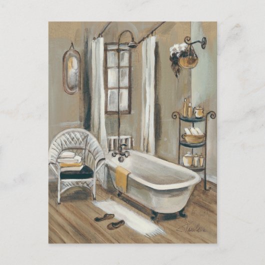 Franse badkamer met Bathtub Briefkaart (Voorkant)