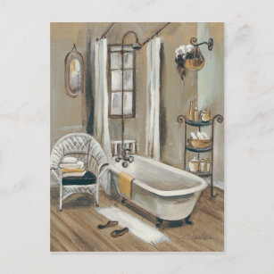 Franse badkamer met Bathtub Briefkaart