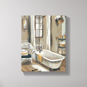 Franse badkamer met Bathtub Canvas Afdruk