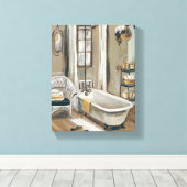 Franse badkamer met Bathtub Canvas Afdruk (Insitu (Houten vloer))