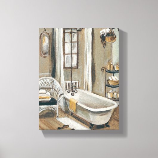 Franse badkamer met Bathtub Canvas Afdruk (Voorkant)