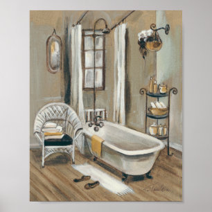 Franse badkamer met Bathtub Poster