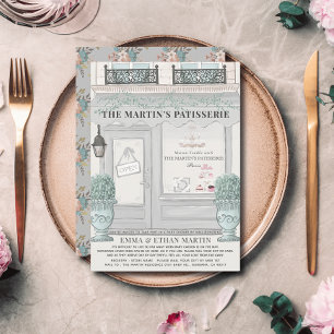 Franse Bakery Patisserie Grey Baby shower per post Kaart