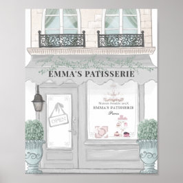 Franse bakkerij - afe Patisserie - grijze achtergr Poster