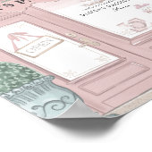 Franse bakkerij - afe Patisserie roze achtergrond Poster (Hoek)