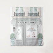 Franse Bakkerij Cafe Patisserie Grijze Achtergrond Wandkleed (Voorkant)