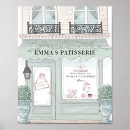 Franse bakkerij cafe patisserie groene achtergrond poster