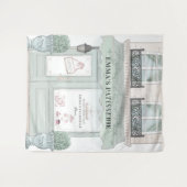 Franse Bakkerij Cafe Patisserie Groene Achtergrond Wandkleed (Voorkant (horizontaal))