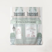 Franse Bakkerij Cafe Patisserie Groene Achtergrond Wandkleed (Voorkant)