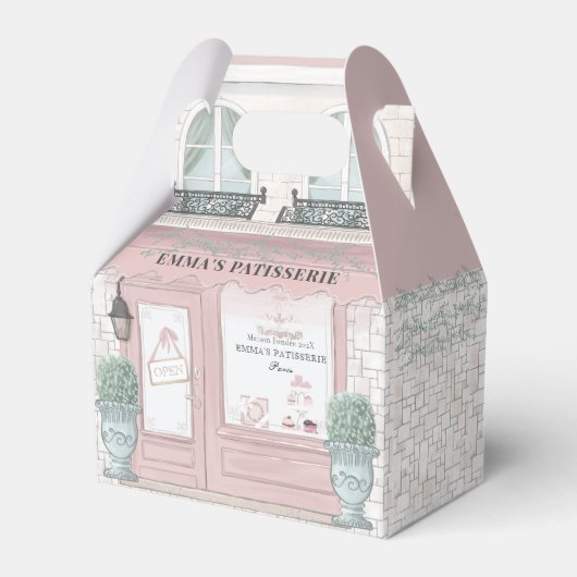 Franse bakkerij cafe patisserie roze avor box bedankdoosjes (Voorkant Zijde)