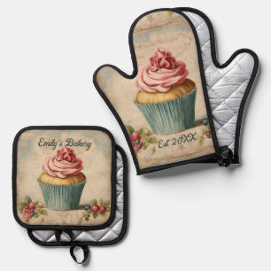 Franse bakkerij chef-kok cupcake bakker bakken Ovenwant & Pannenlap Set