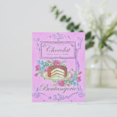  Franse bakkerij-chocolade-kake Advert Briefkaart (Staand voorkant)