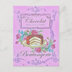Franse bakkerij-chocolade-kake Advert Briefkaart