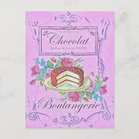  Franse bakkerij-chocolade-kake Advert Briefkaart (Voorkant)