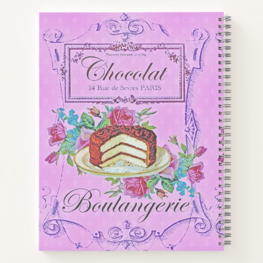  Franse bakkerij-chocolade-kake Advert Recipe Notitieboek (Achterkant)