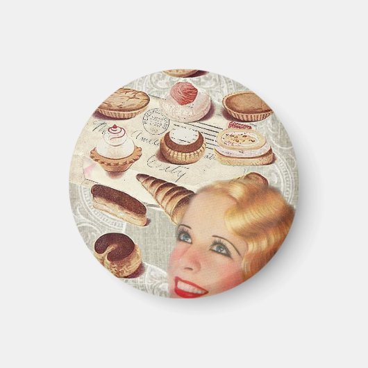 Franse bakkerij cupcake gebak desserts magneet (Voorkant)
