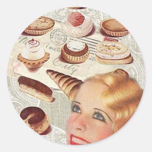 franse bakkerij cupcake gebak desserts ronde sticker (Voorkant)