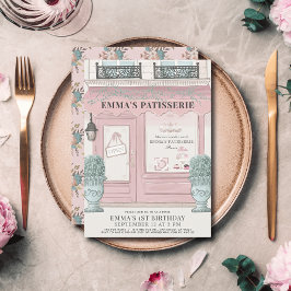 Franse bakkerij Patisserie Parijs roze 1 geboorted Kaart