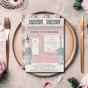 Franse bakkerij Patisserie Parijs roze 1 geboorted Kaart