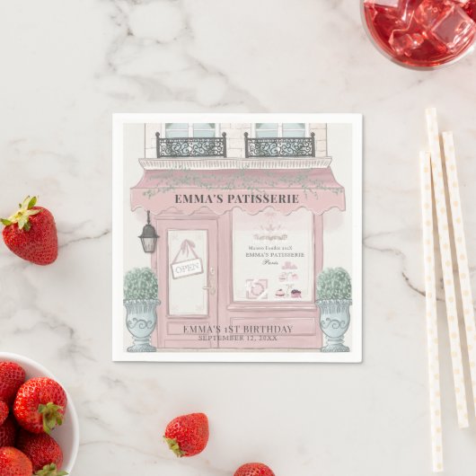 Franse bakkerij Patisserie Parijs roze 1 geboorted Servet (Insitu)