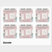 Franse bakkerij Patisserie Parijs roze verjaardag Vierkante Sticker (Vel)