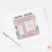 Franse bakkerij Patisserie Parijs roze verjaardag Vierkante Sticker (Envelop)