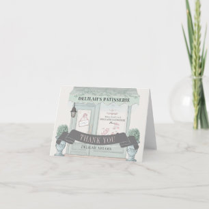 Franse bakkerij Patisserie Paris Green Bat Mitswa Bedankkaart