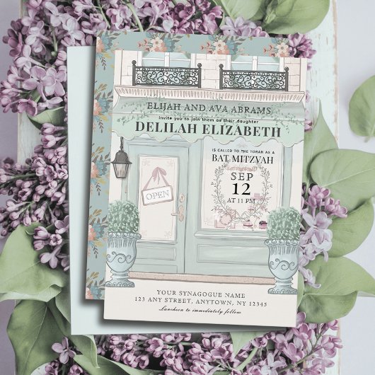 Franse bakkerij Patisserie Paris Green Bat Mitswa Kaart