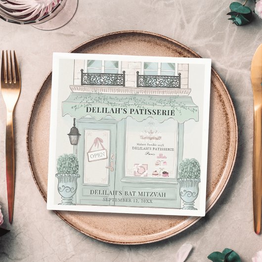 Franse bakkerij Patisserie Paris Green Bat Mitswa Servet