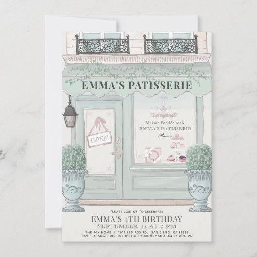 Franse bakkerij Patisserie Paris Green Birthday Kaart (Voorkant)