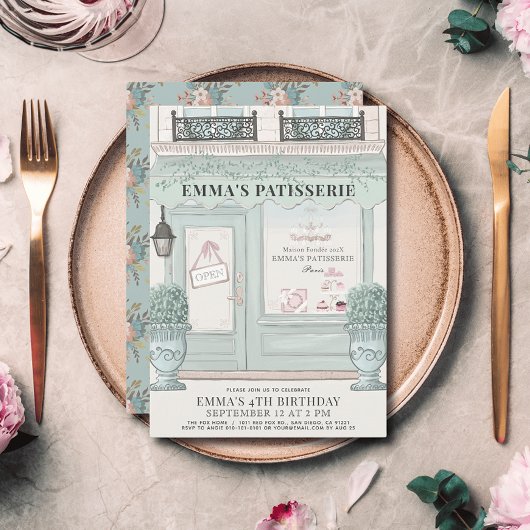 Franse bakkerij Patisserie Paris Green Birthday Kaart