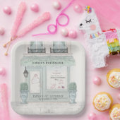 Franse bakkerij Patisserie Paris Green Birthday Papieren Bordje (Feest)