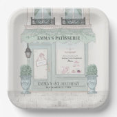 Franse bakkerij Patisserie Paris Green Birthday Papieren Bordje (Voorkant)