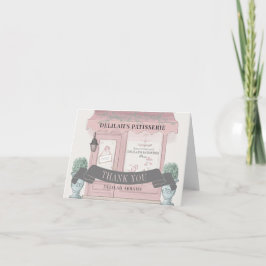Franse bakkerij Patisserie Paris Pink Bat Mitswa Bedankkaart