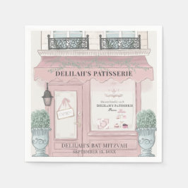 Franse bakkerij Patisserie Paris Pink Bat Mitswa Servet