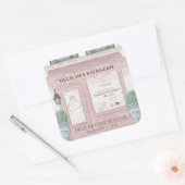 Franse bakkerij Patisserie Paris Pink Bat Mitswa Vierkante Sticker (Envelop)