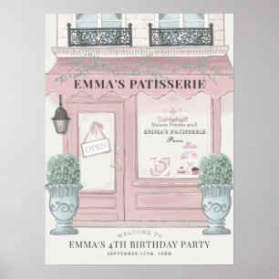 Franse Bakkerij Patisserie Roze Verjaardags Welkom Poster