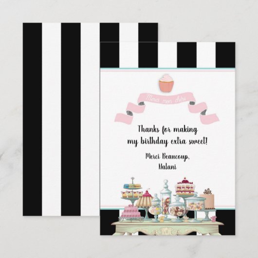 Franse Bakkerij Sweet Treats Verjaardag Dank u kaa Bedankkaart (Voorkant / Achterkant)