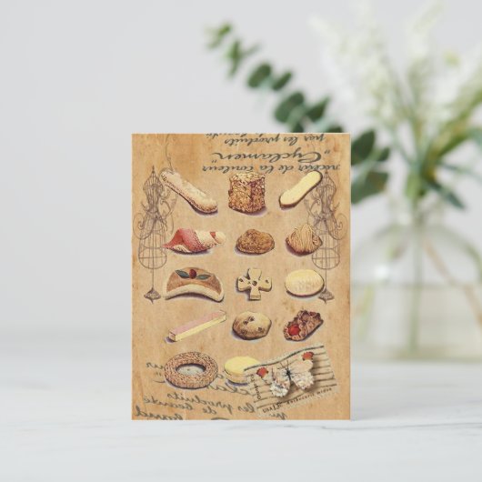 franse bakkersgebak koekjes dessert briefkaart (Staand voorkant)