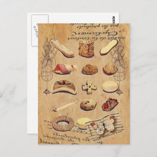 franse bakkersgebak koekjes dessert briefkaart (Voorkant / Achterkant)