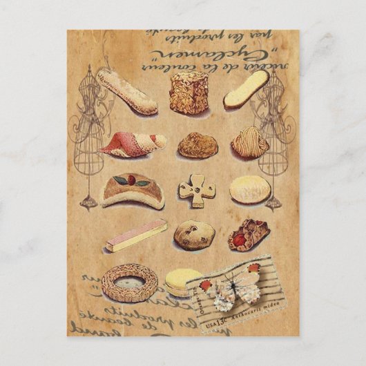 franse bakkersgebak koekjes dessert briefkaart (Voorkant)