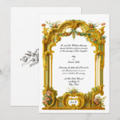 Franse Barok Rococo stijl kleur rand bruiloft Kaart (Voorkant / Achterkant)
