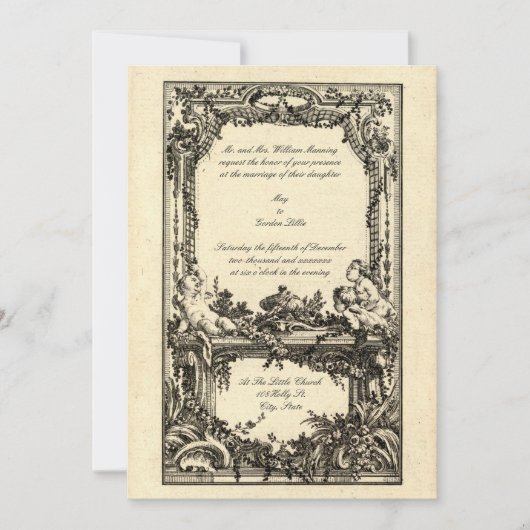 Franse barokrococo bruiloft uitnodigingen (Voorkant)