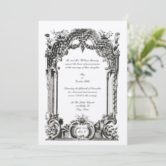  Franse Baroque Rococo Wedding Kaart (Staand voorkant)