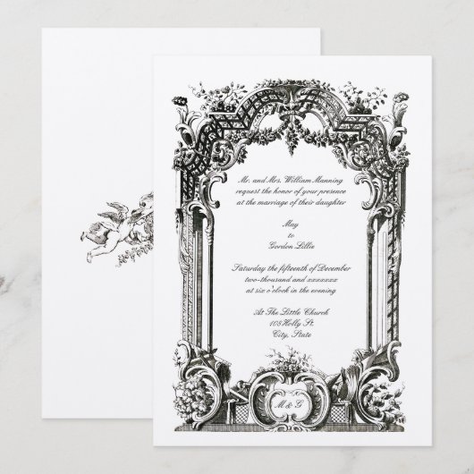  Franse Baroque Rococo Wedding Kaart (Voorkant / Achterkant)