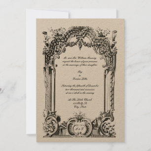 Franse Baroque Rococo Wedding Kaart
